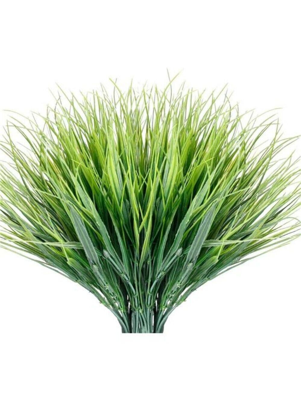 Artificial Outdoor Grass 12 Bundles UV Resistant Faux Plants Garden Decor
